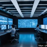 Home 20 자연어 처리 모델 튜닝에서의 Neural Architecture Search 활용 - A futuristic AI research laboratory scene showing diverse scientists and engineers collaborating aro...