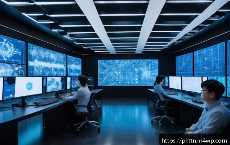 자연어 처리 모델 튜닝에서의 Neural Architecture Search 활용 - A futuristic AI research laboratory scene showing diverse scientists and engineers collaborating aro...