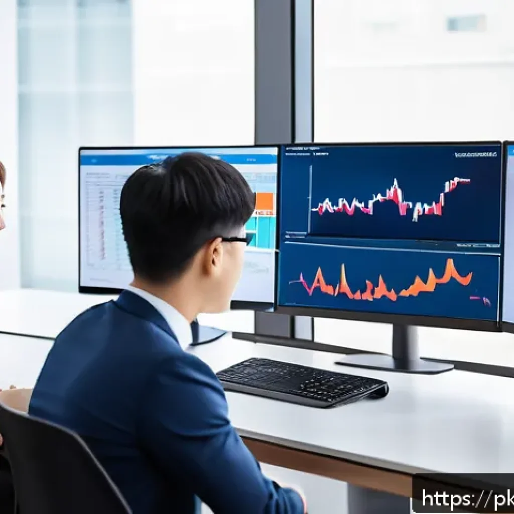 자연어 처리 모델 튜닝의 KPI 설정 방법 - A professional business team collaborating in a modern office setting, analyzing KPI dashboards on l...