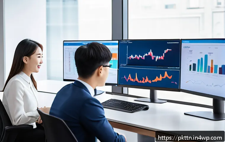 자연어 처리 모델 튜닝의 KPI 설정 방법 - A professional business team collaborating in a modern office setting, analyzing KPI dashboards on l...
