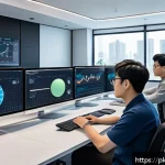 Home 18 자연어 처리 모델 튜닝 시 유의할 기본 이론 - A modern tech workspace with a diverse team of data scientists and AI engineers intensely collaborat...