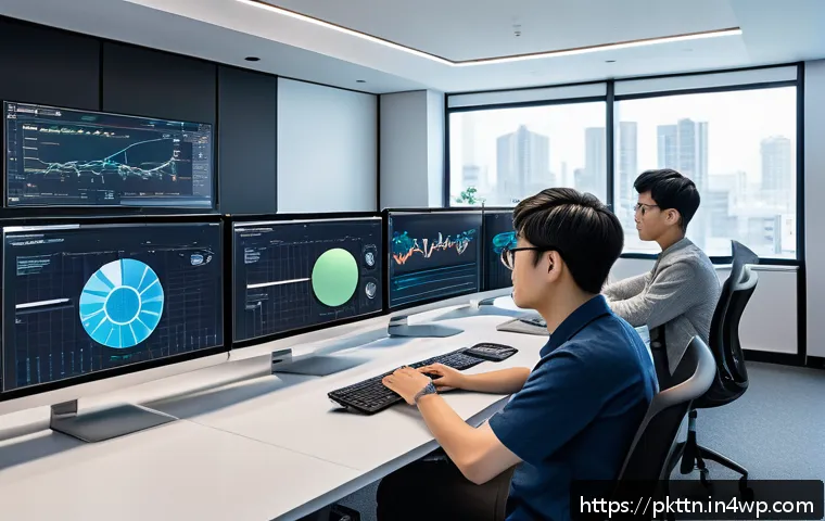 자연어 처리 모델 튜닝 시 유의할 기본 이론 - A modern tech workspace with a diverse team of data scientists and AI engineers intensely collaborat...